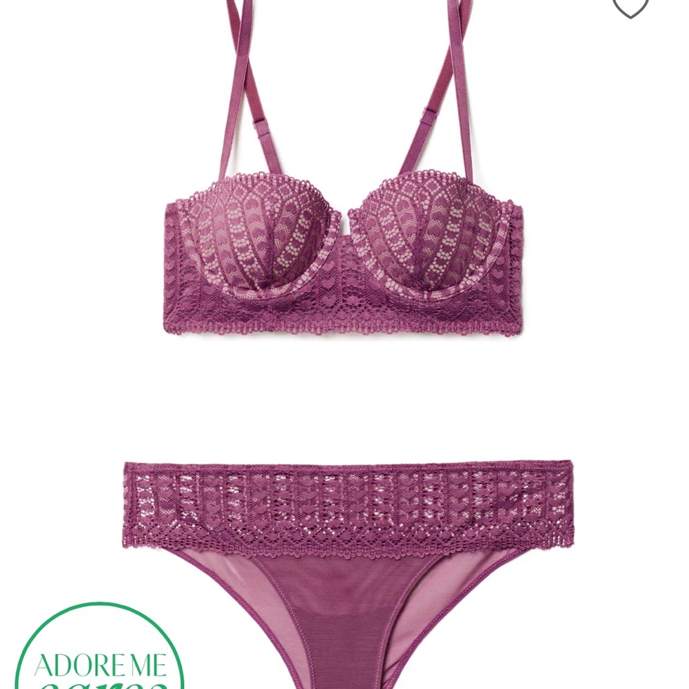 NWT Adore Me Purple Lace Bra and Panty Set